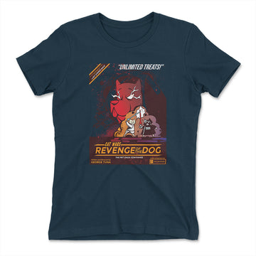 Cat Wars - Revenge Of The Dog Womens T-Shirt in Midnight Navy color